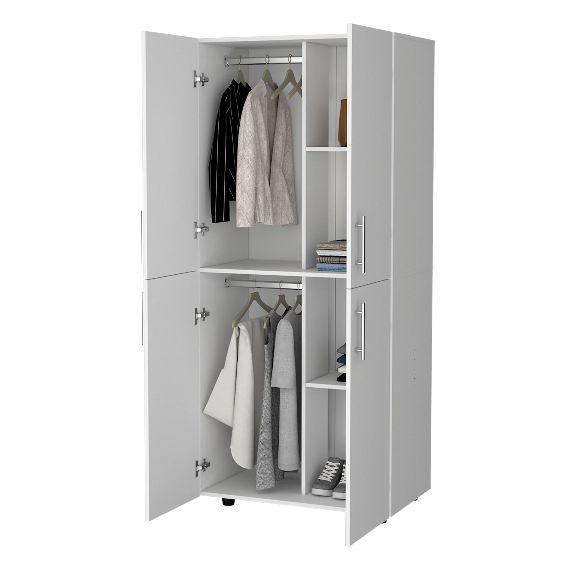 White Melamine Dresser - 18.9 x 31.5 x 70.8", 4 Shelves