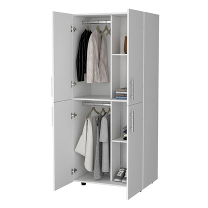 White Melamine Dresser - 18.9 x 31.5 x 70.8", 4 Shelves