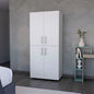 Hazel Armoire in melamine with 2 doors , 4 shelves and 2 clothes hanging bar