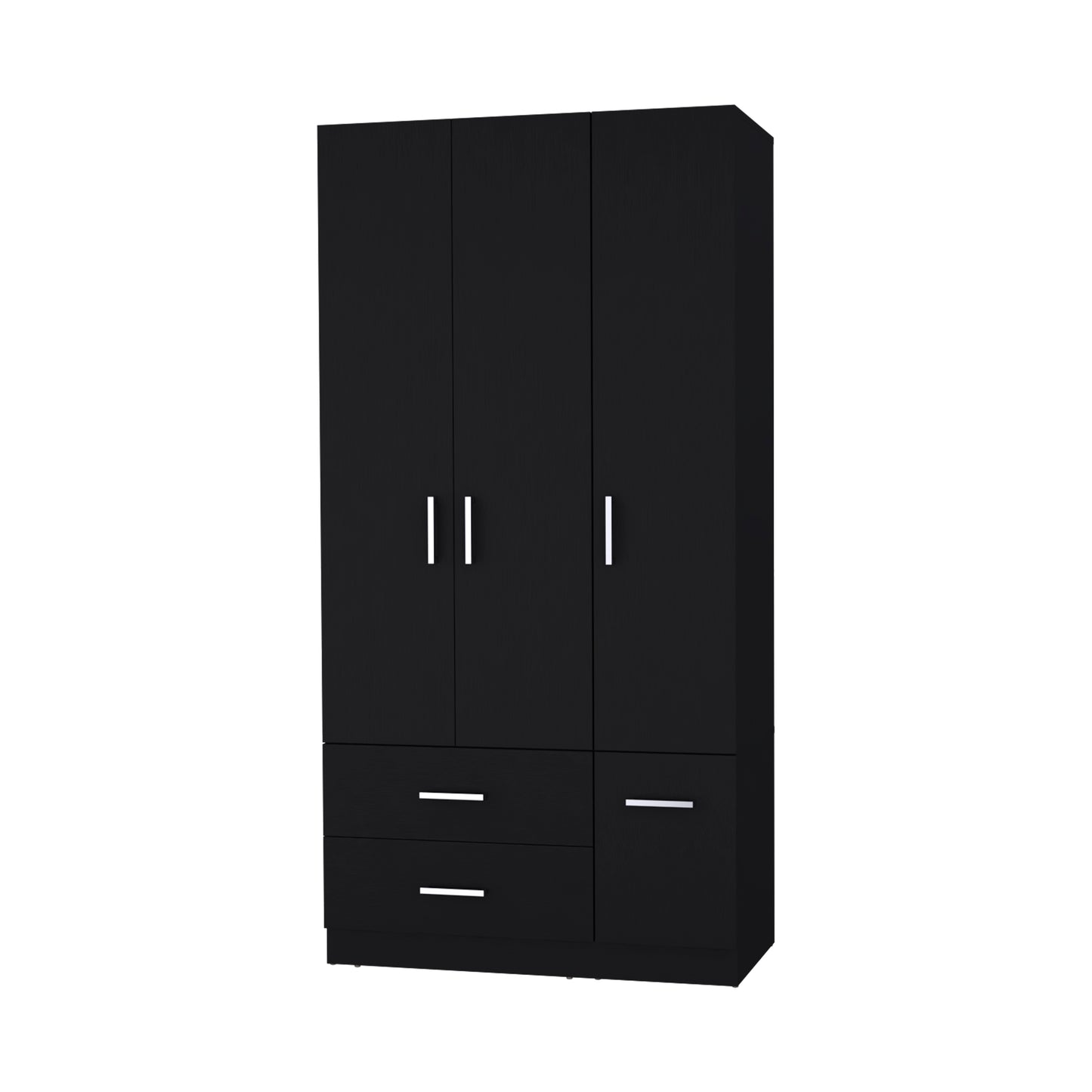 Black Melamine Dresser with Hanging Rod - 36" Wide