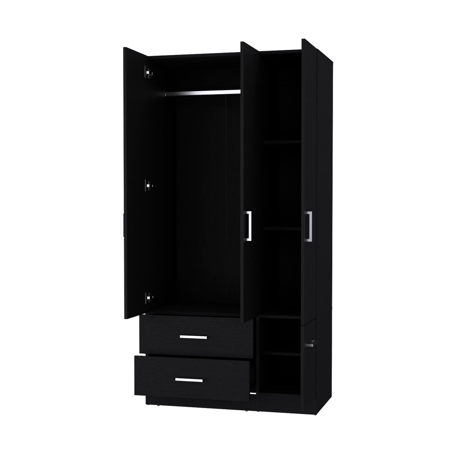 Black Melamine Dresser with Hanging Rod - 36" Wide