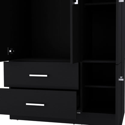 Black Melamine Dresser with Hanging Rod - 36" Wide