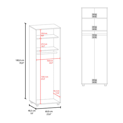 White Modern Dresser with Hanging Rod - 70.9" Tall for Bedroom