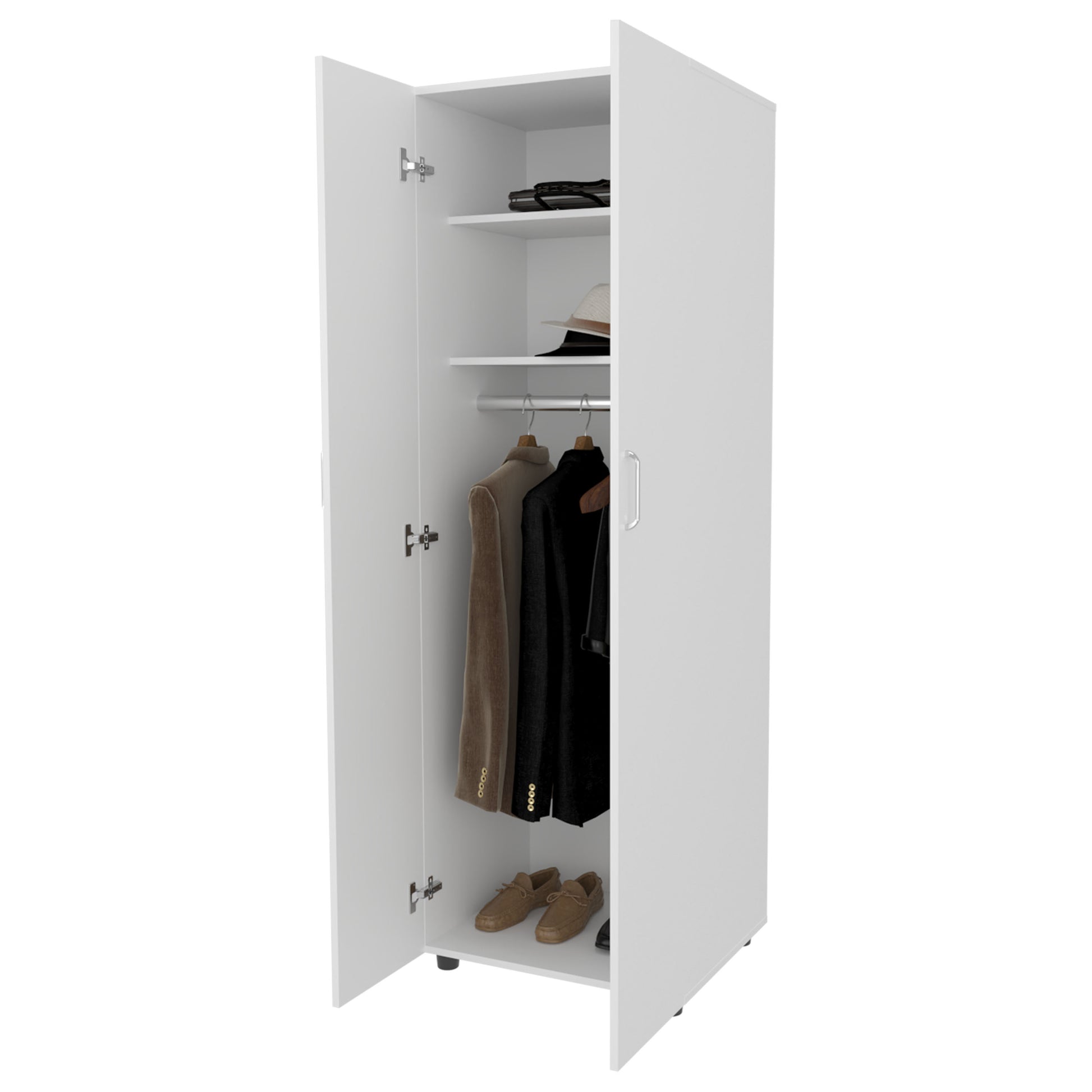White Modern Dresser with Hanging Rod - 70.9" Tall for Bedroom