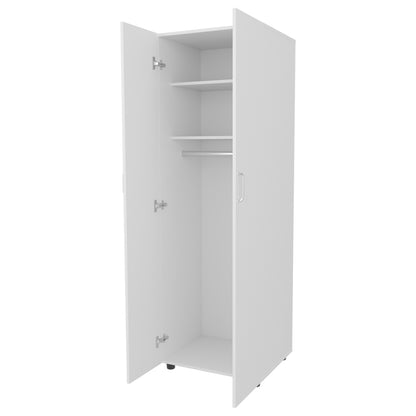 White Modern Dresser with Hanging Rod - 70.9" Tall for Bedroom
