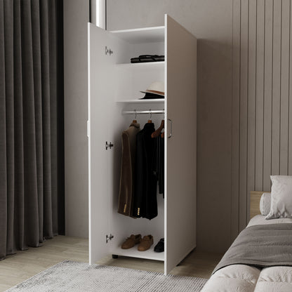 White Modern Dresser with Hanging Rod - 70.9" Tall for Bedroom