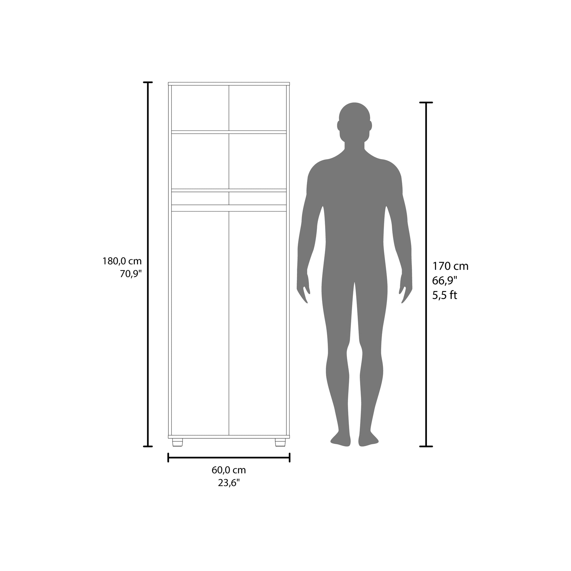 White Modern Dresser with Hanging Rod - 70.9" Tall for Bedroom