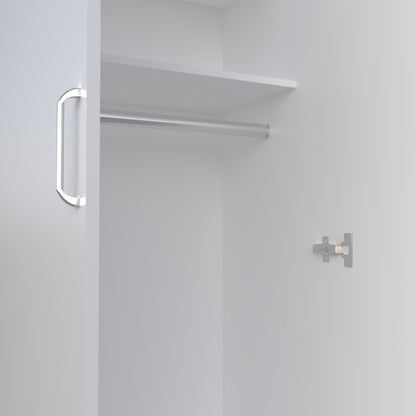 White Modern Dresser with Hanging Rod - 70.9" Tall for Bedroom