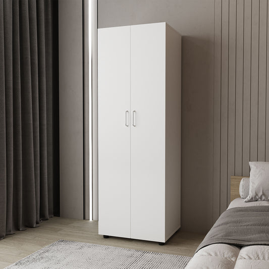 FM FURNITURE Pisinemo Armoire with 2 Doors and Hanging Rod, White