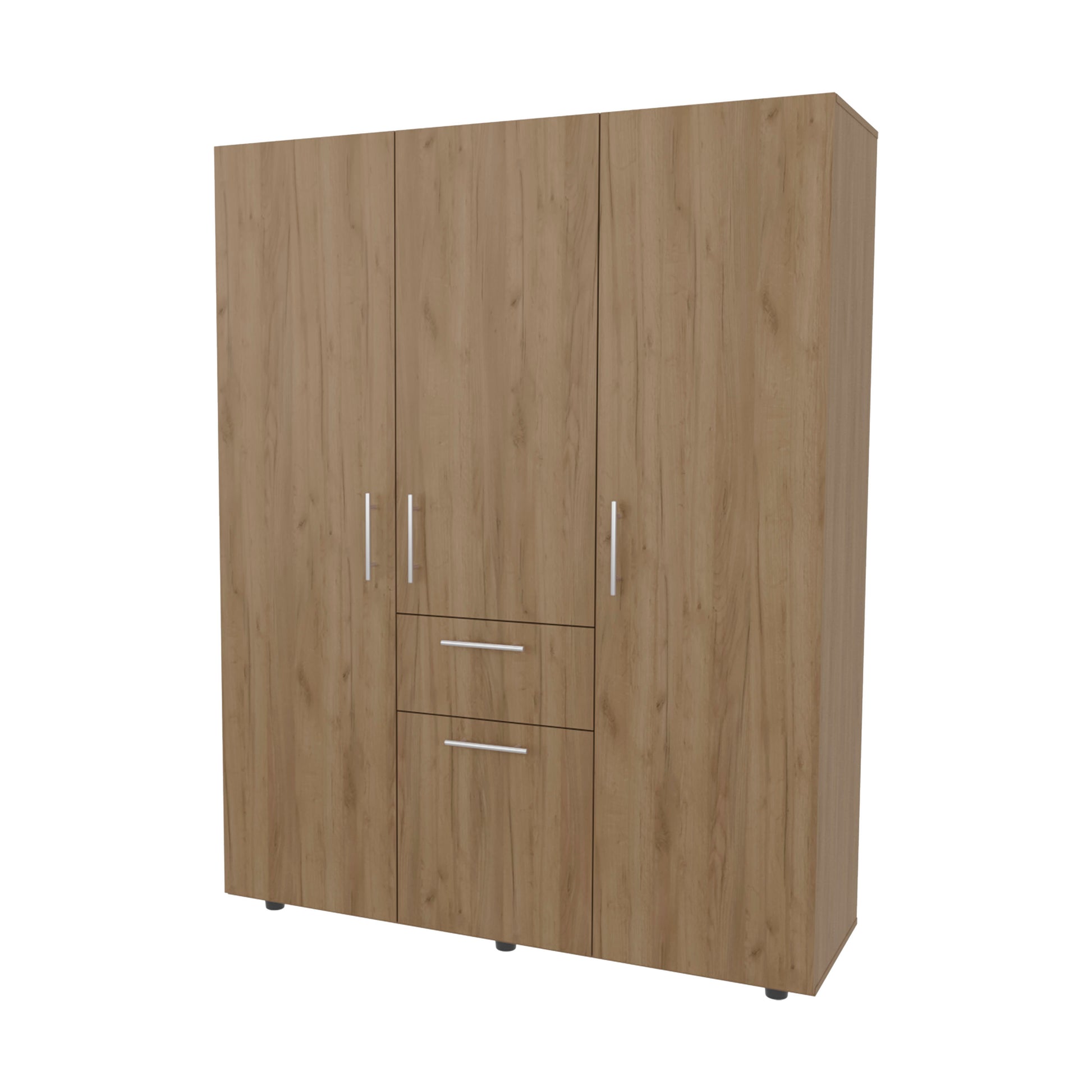 Light Oak Bedroom Dresser with Hanging Rod - 70" Wide