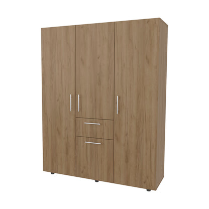 Light Oak Bedroom Dresser with Hanging Rod - 70" Wide