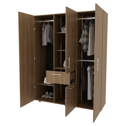 Light Oak Bedroom Dresser with Hanging Rod - 70" Wide