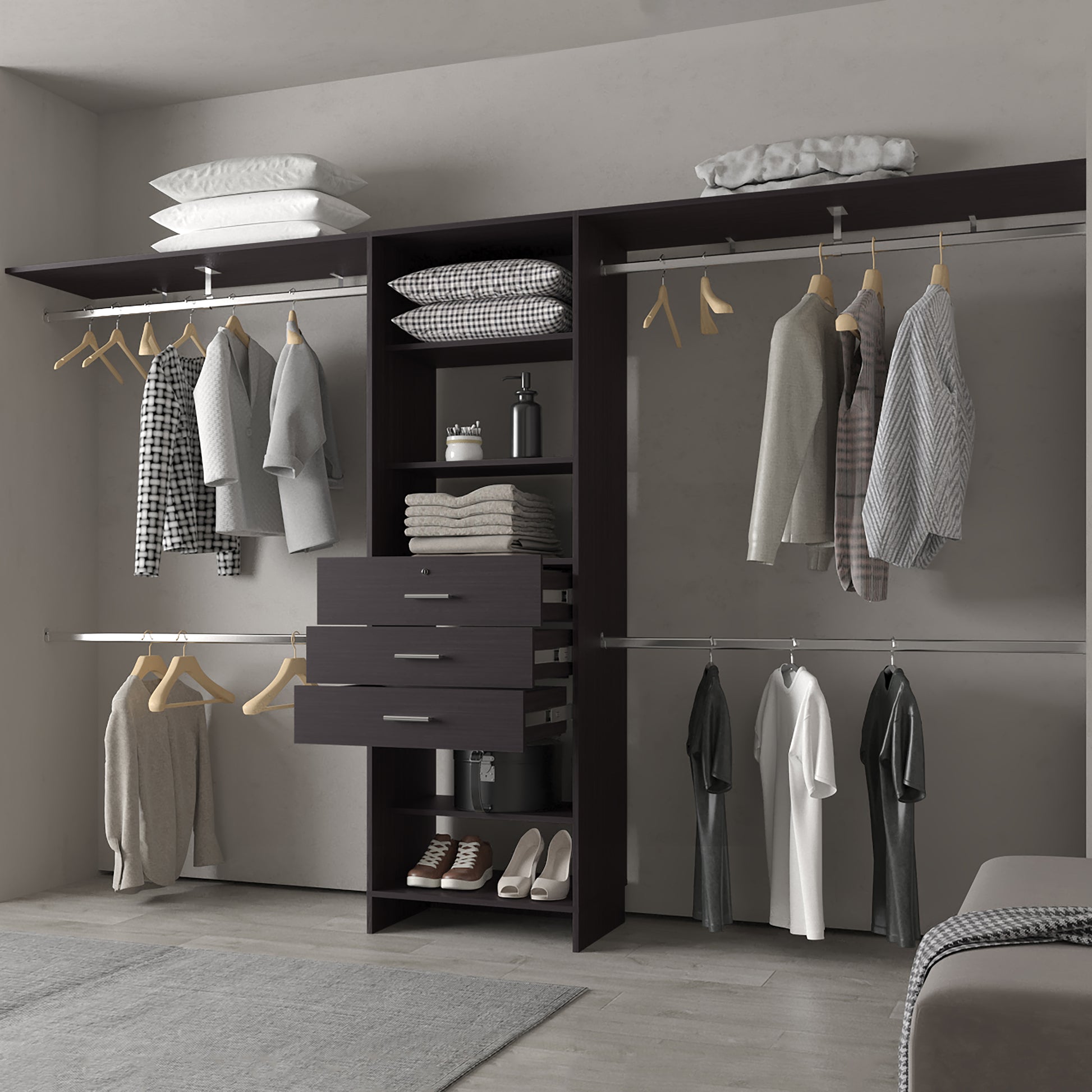 Wenge Modern Bedroom Dresser 73.6" Wide Storage