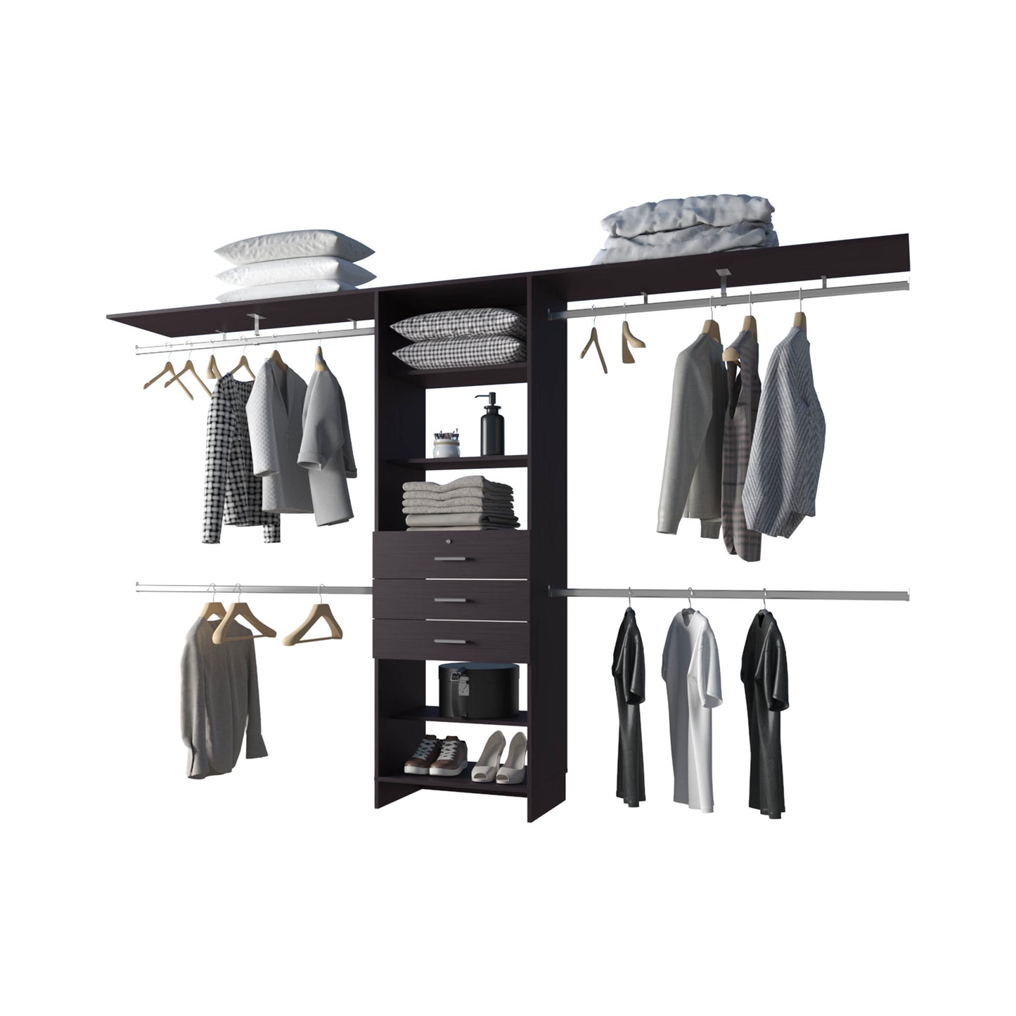 Wenge Modern Bedroom Dresser 73.6" Wide Storage