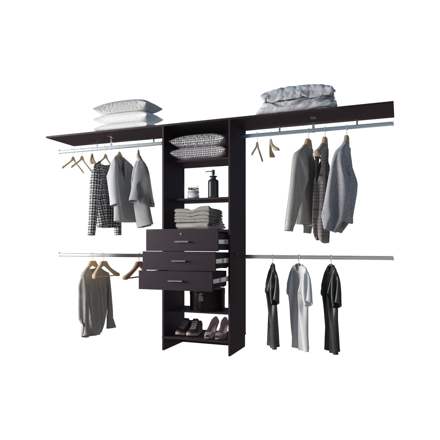 Wenge Modern Bedroom Dresser 73.6" Wide Storage