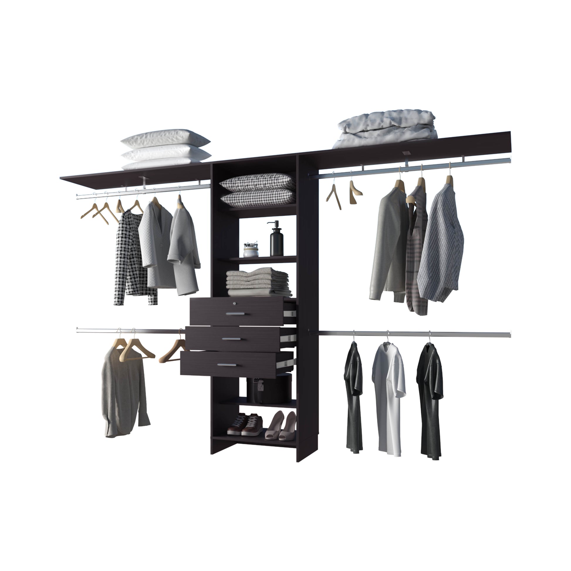 Wenge Modern Bedroom Dresser 73.6" Wide Storage