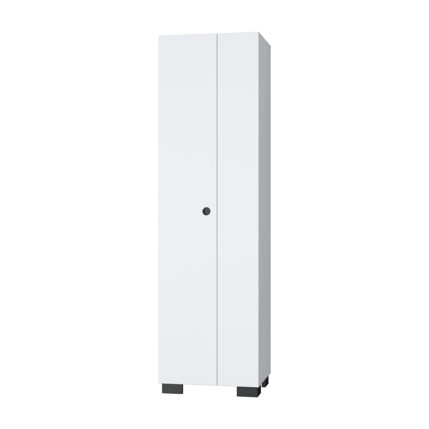 Modern White Particle Board Storage Cabinet with Broom Hangers for Bedroom
