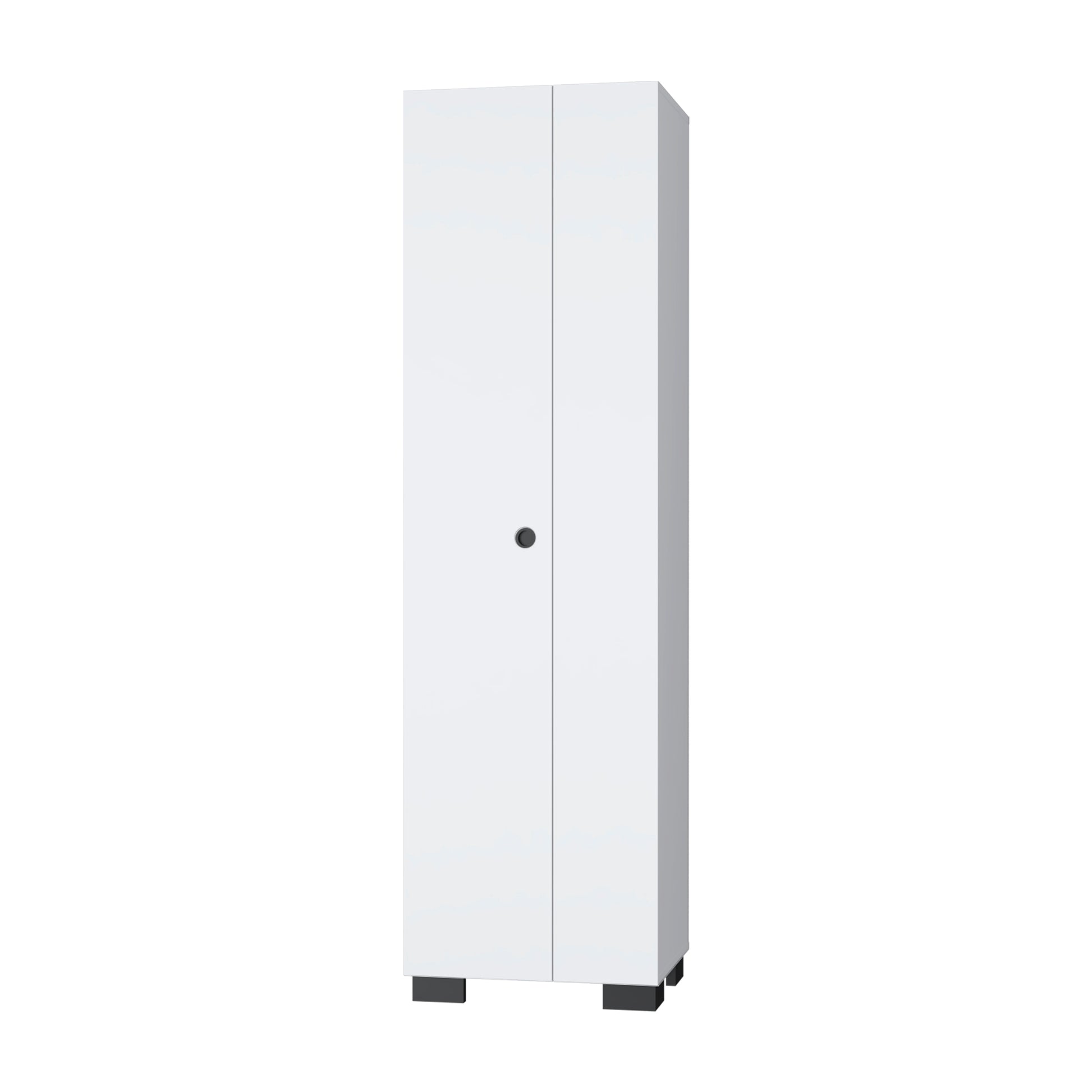 Modern White Particle Board Storage Cabinet with Broom Hangers for Bedroom