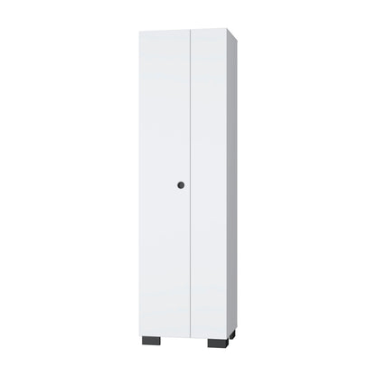 Modern White Particle Board Storage Cabinet with Broom Hangers for Bedroom