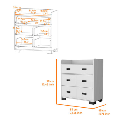 White 33.46" Wide Dresser - Double Drawer