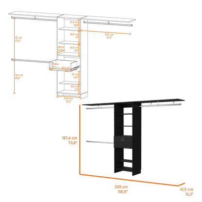 Black Modern Bedroom Dresser - 118" Wide