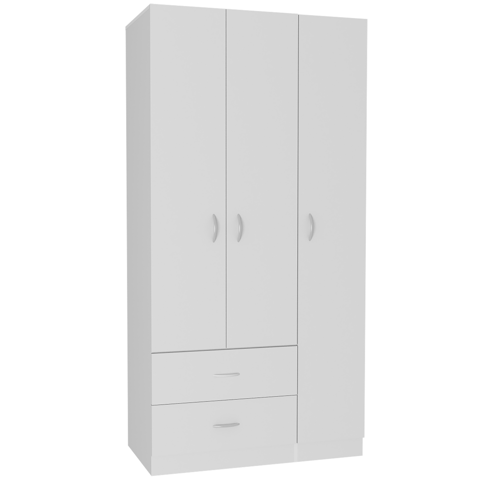 Modern White Particle Board Wardrobe with Double Doors and Drawers for Bedroom