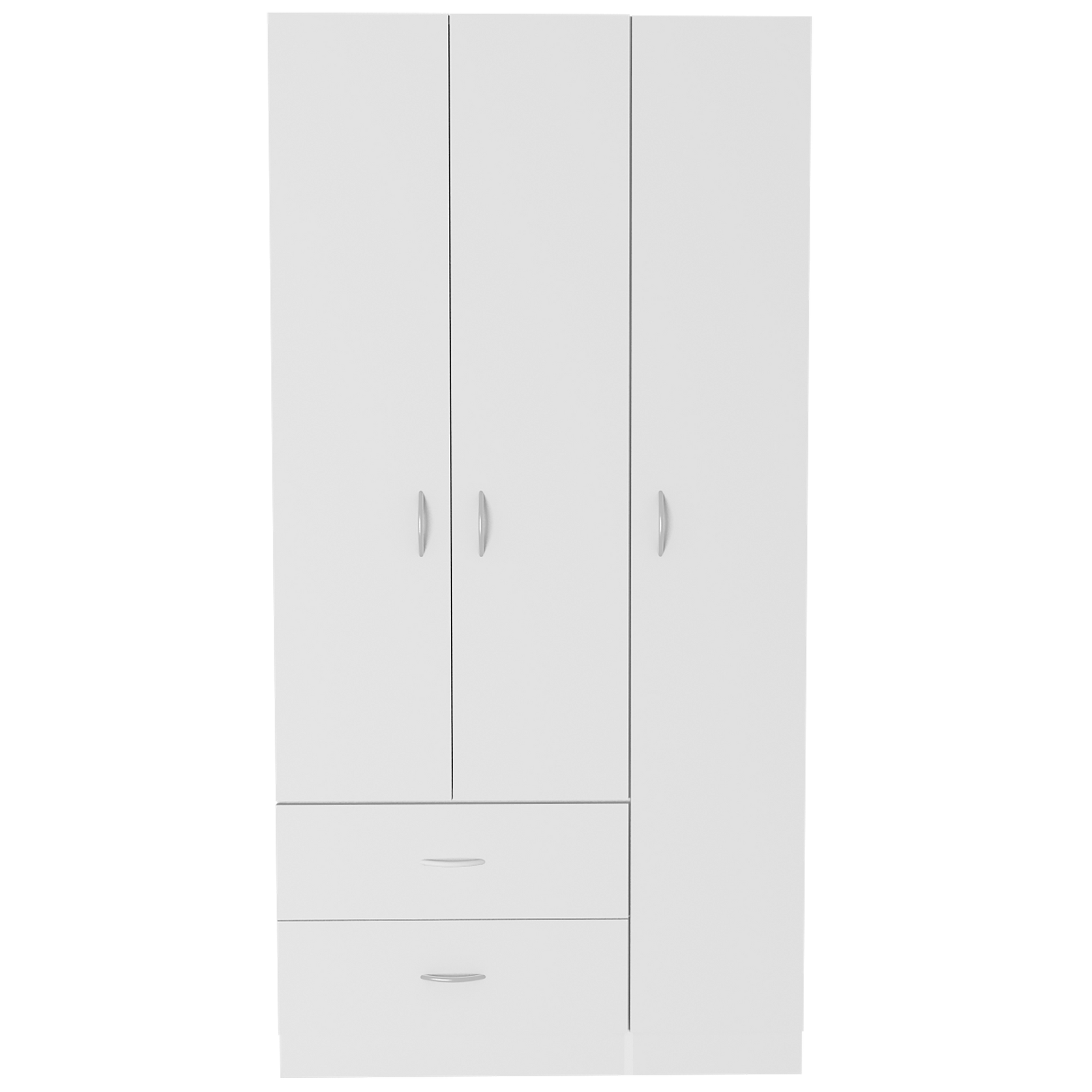 Modern White Particle Board Wardrobe with Double Doors and Drawers for Bedroom
