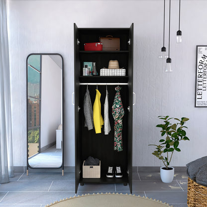 Black Glasgow Armoire - 1 Cabinet, 2 Shelves