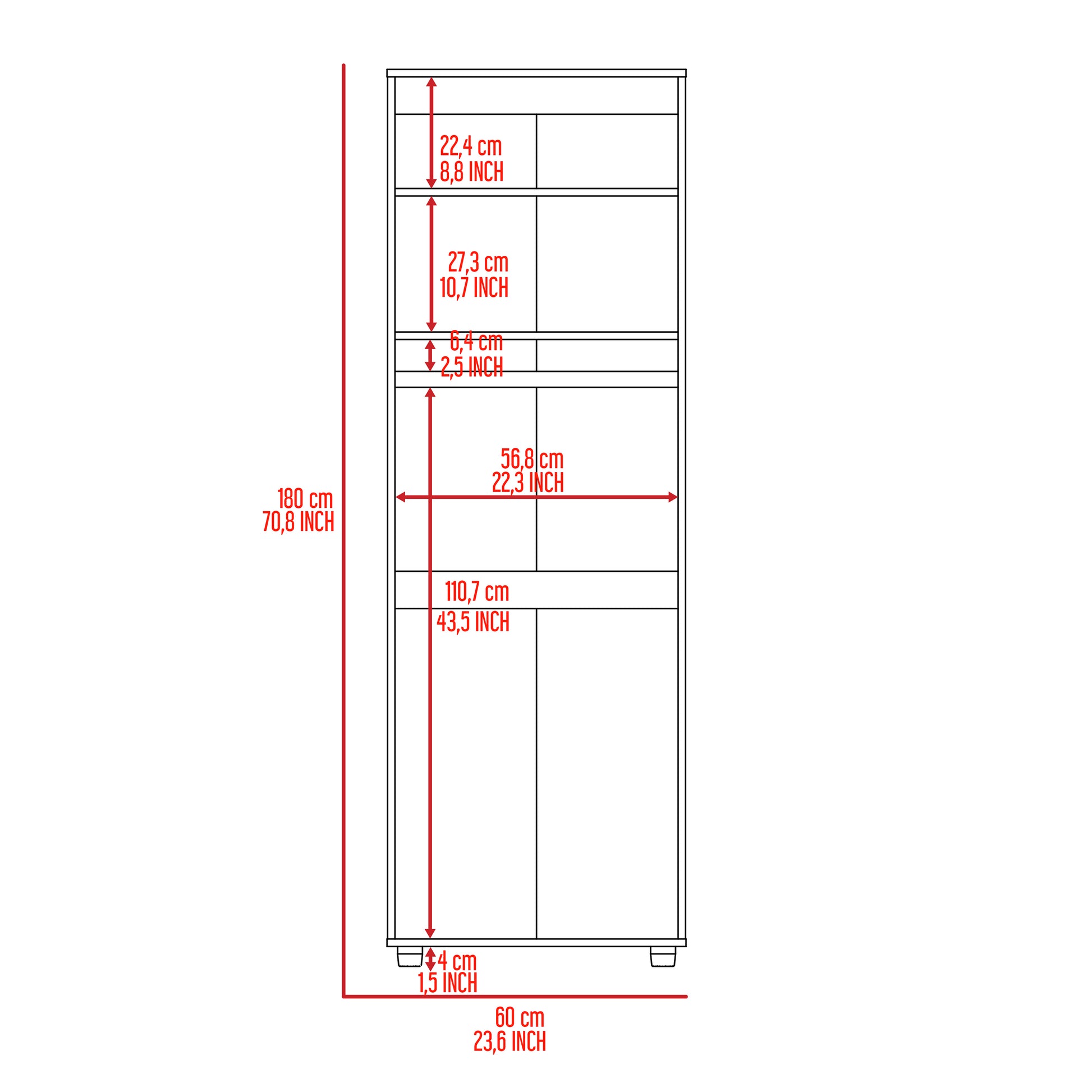 Black Glasgow Armoire - 1 Cabinet, 2 Shelves