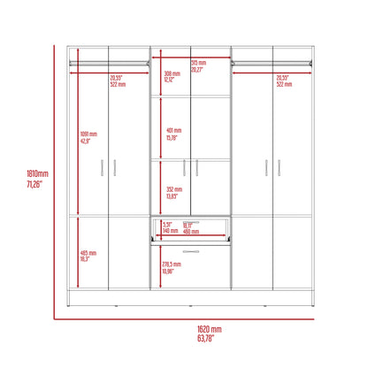 Modern Black Particle Board Double Door Wardrobe with Hanging Rod Storage for Bedroom