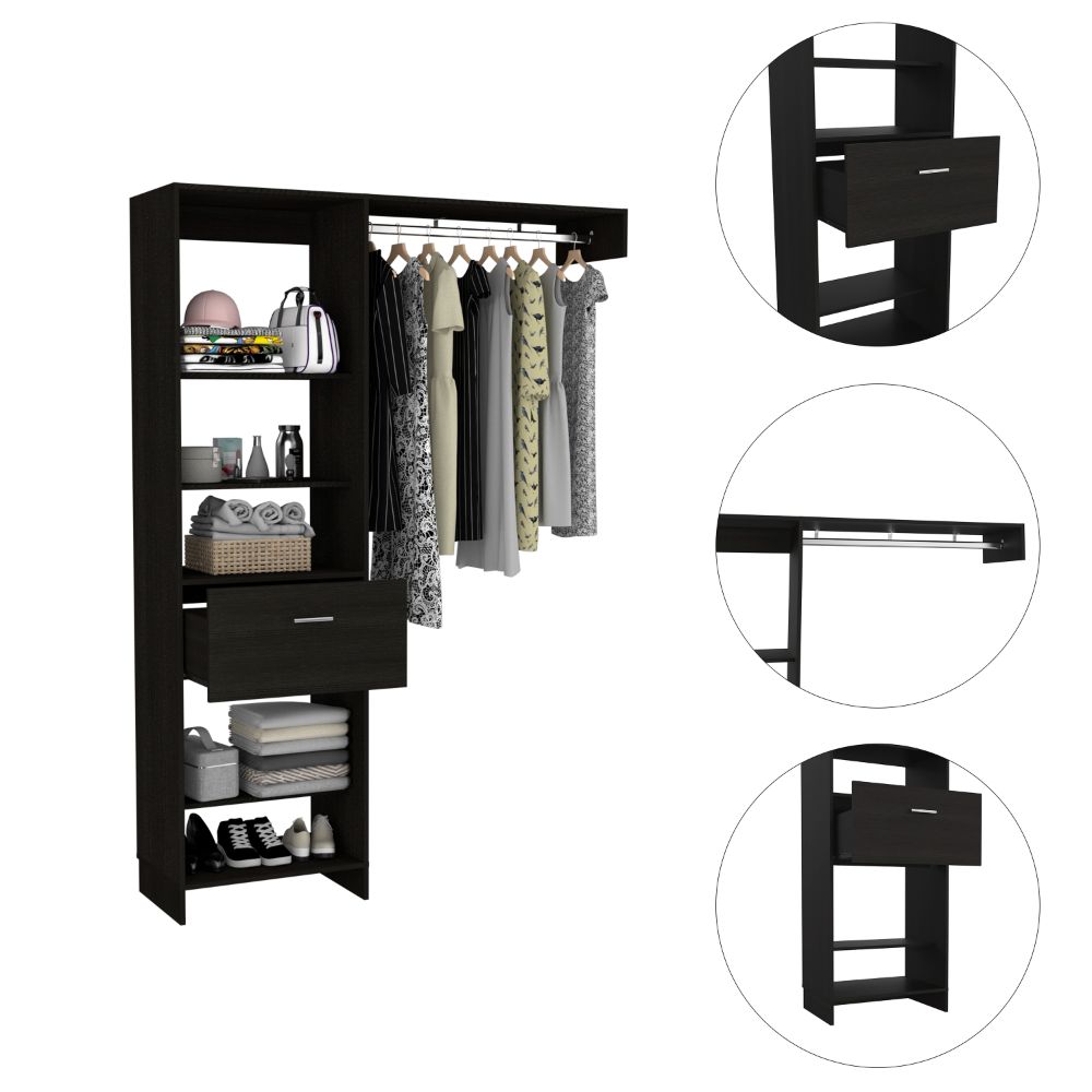Black Bedroom Dresser 59" Wide Storage Cabinet