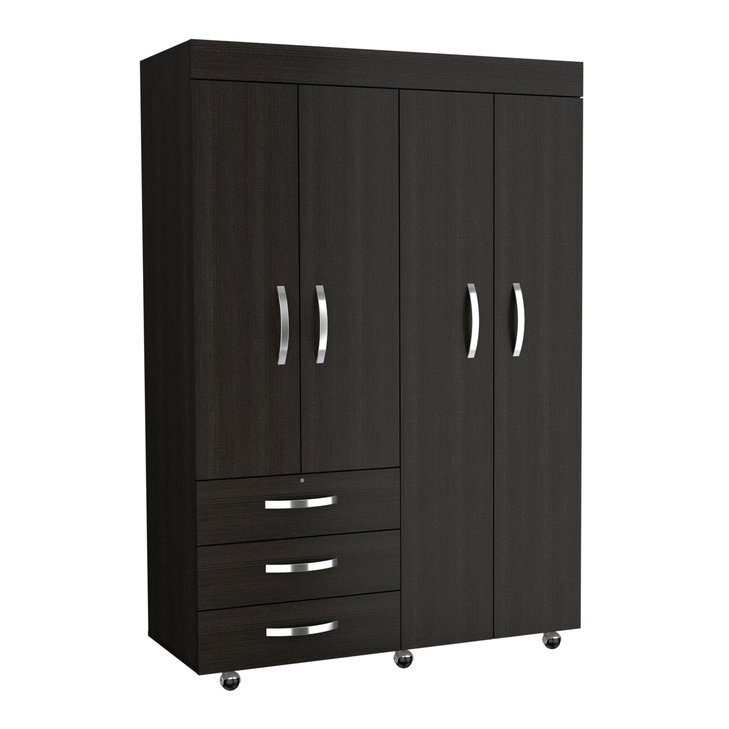 Modern Black Particle Board Dresser with 3 Drawers for Bedroom Storage