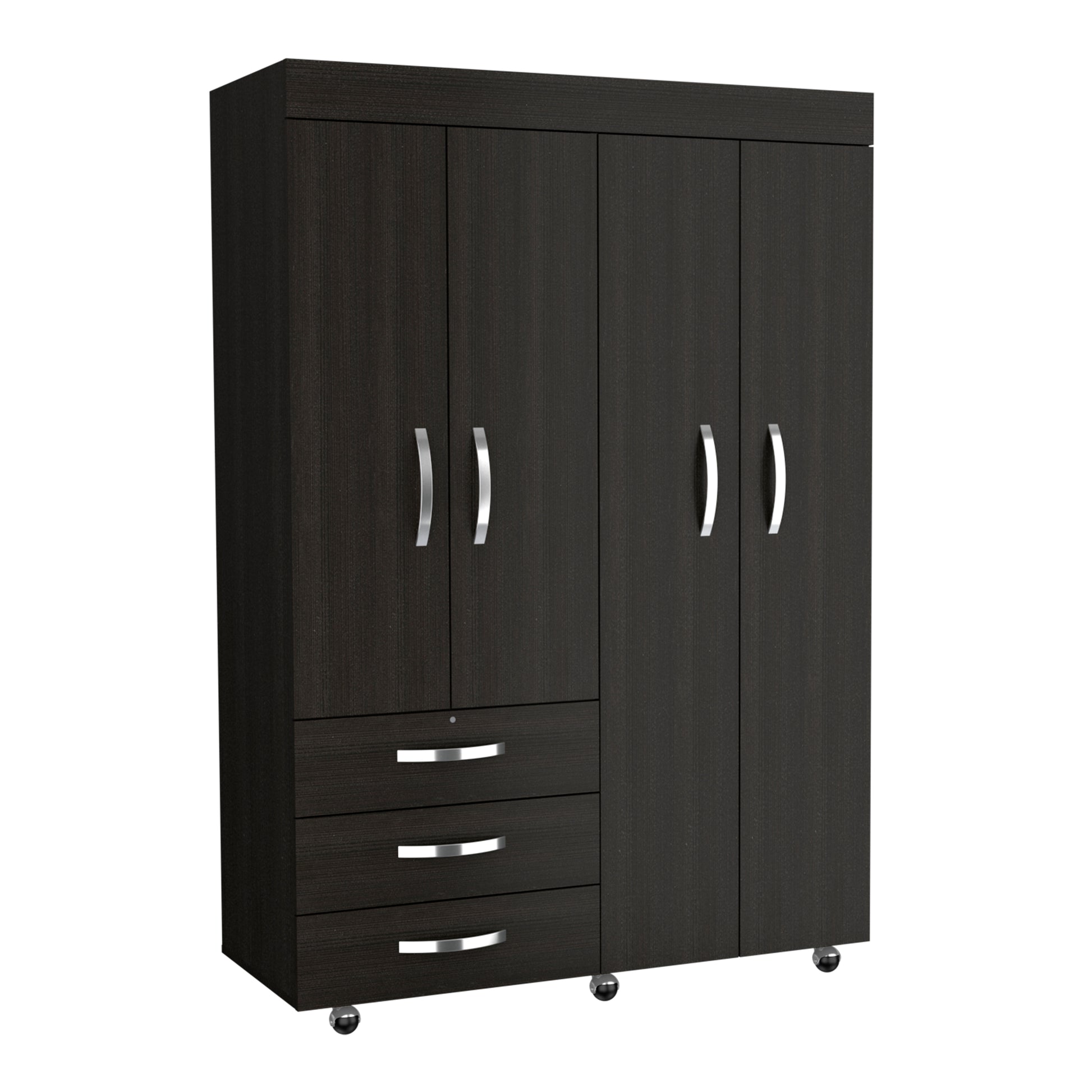 Modern Black Particle Board Dresser with 3 Drawers for Bedroom Storage