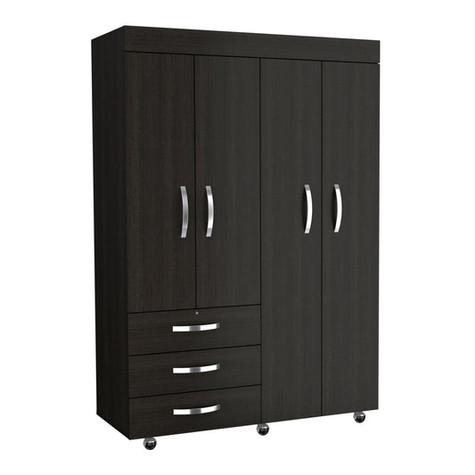 Modern Black Particle Board Dresser with 3 Drawers for Bedroom Storage