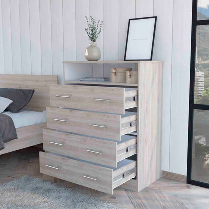 4-Drawer Multicolor Particle Board Dresser - Bedroom Storage