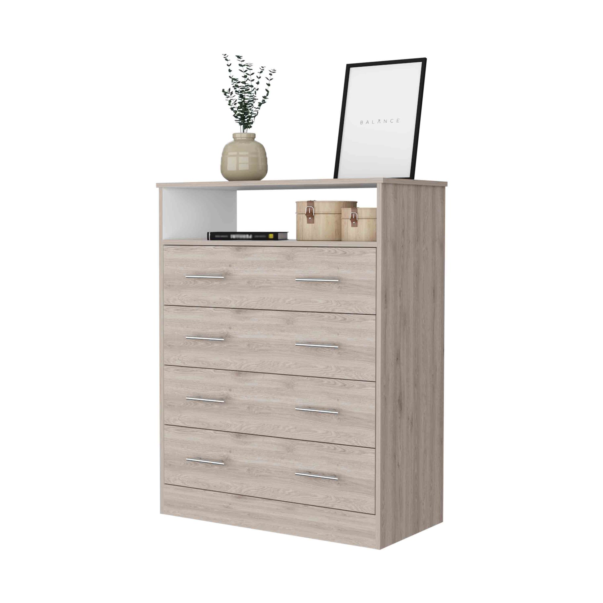 4-Drawer Multicolor Particle Board Dresser - Bedroom Storage