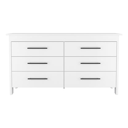 Modern White Particle Board Six Drawer Bedroom Dresser