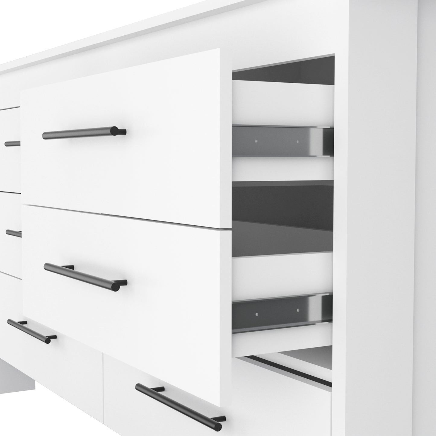 Modern White Particle Board Six Drawer Bedroom Dresser