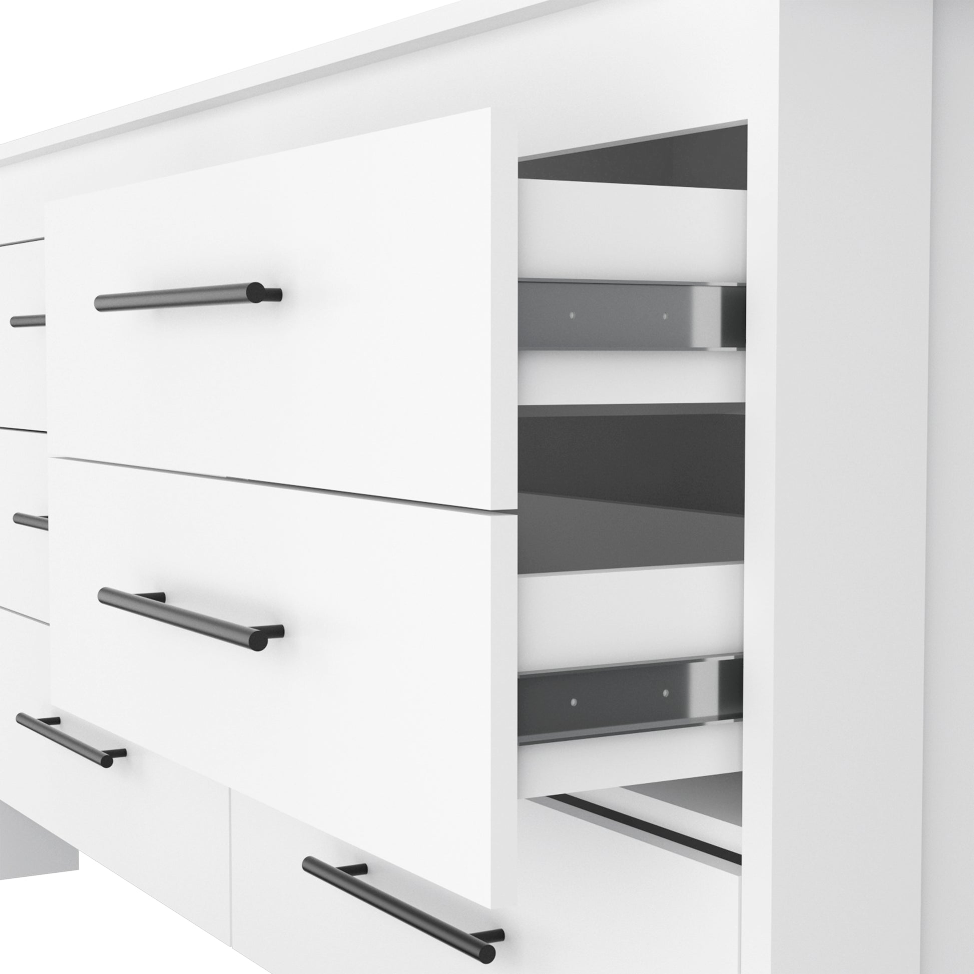 Modern White Particle Board Six Drawer Bedroom Dresser
