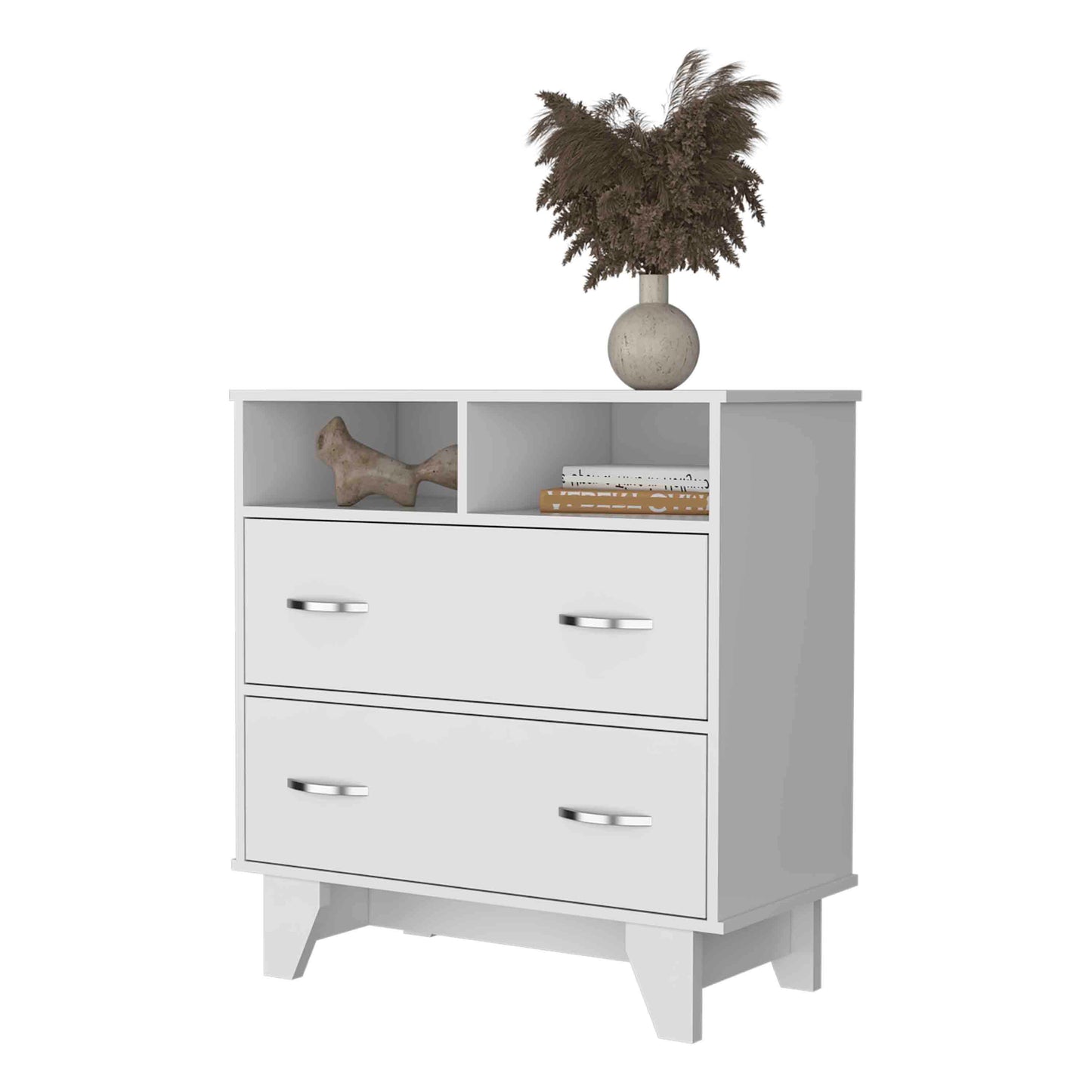 White 31.5" Wide Bedroom Dresser with Two Drawers