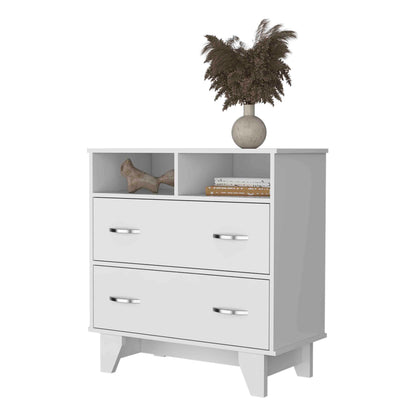 White 31.5" Wide Bedroom Dresser with Two Drawers