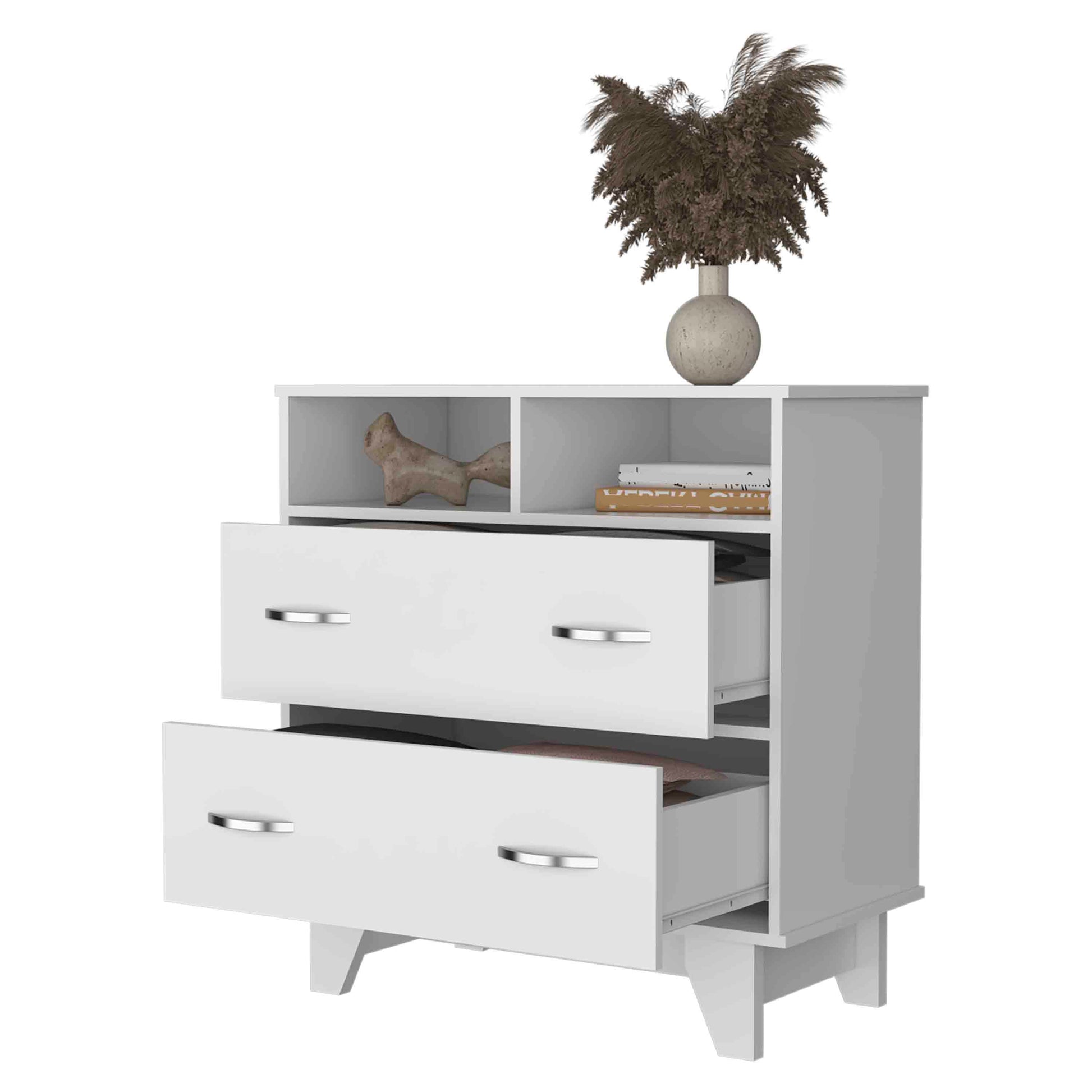 White 31.5" Wide Bedroom Dresser with Two Drawers
