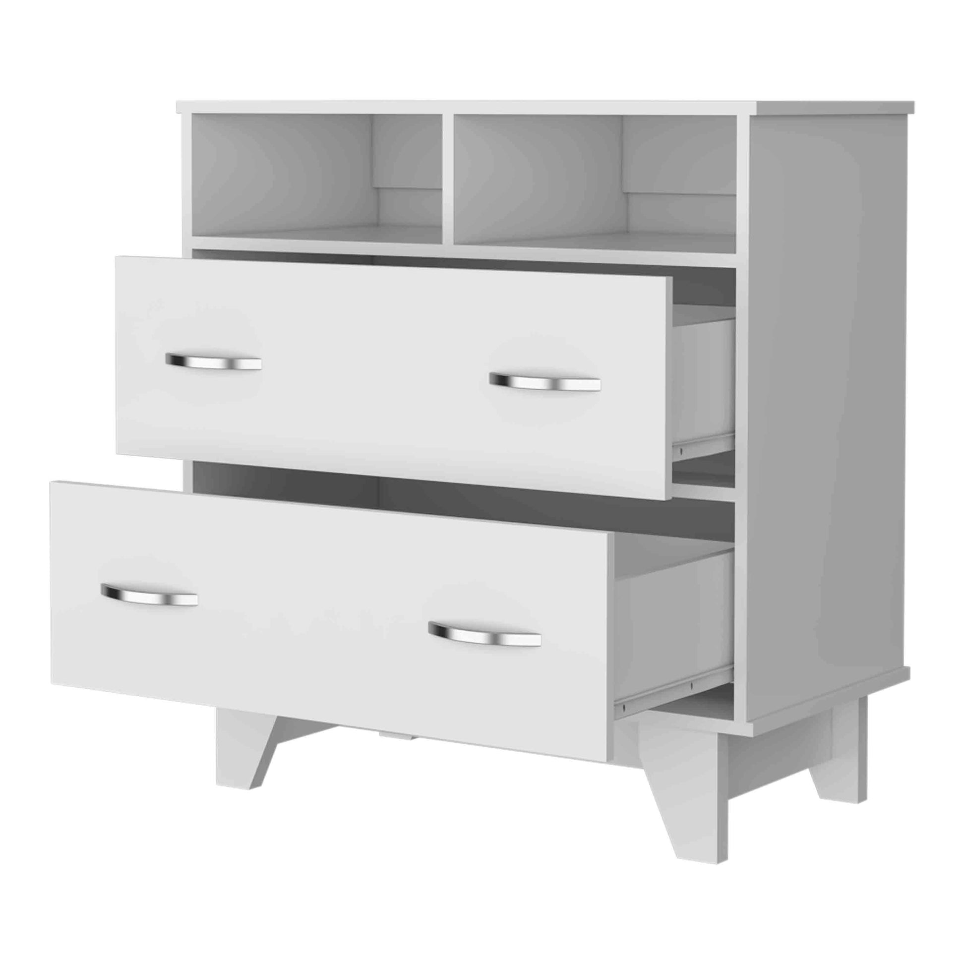 White 31.5" Wide Bedroom Dresser with Two Drawers