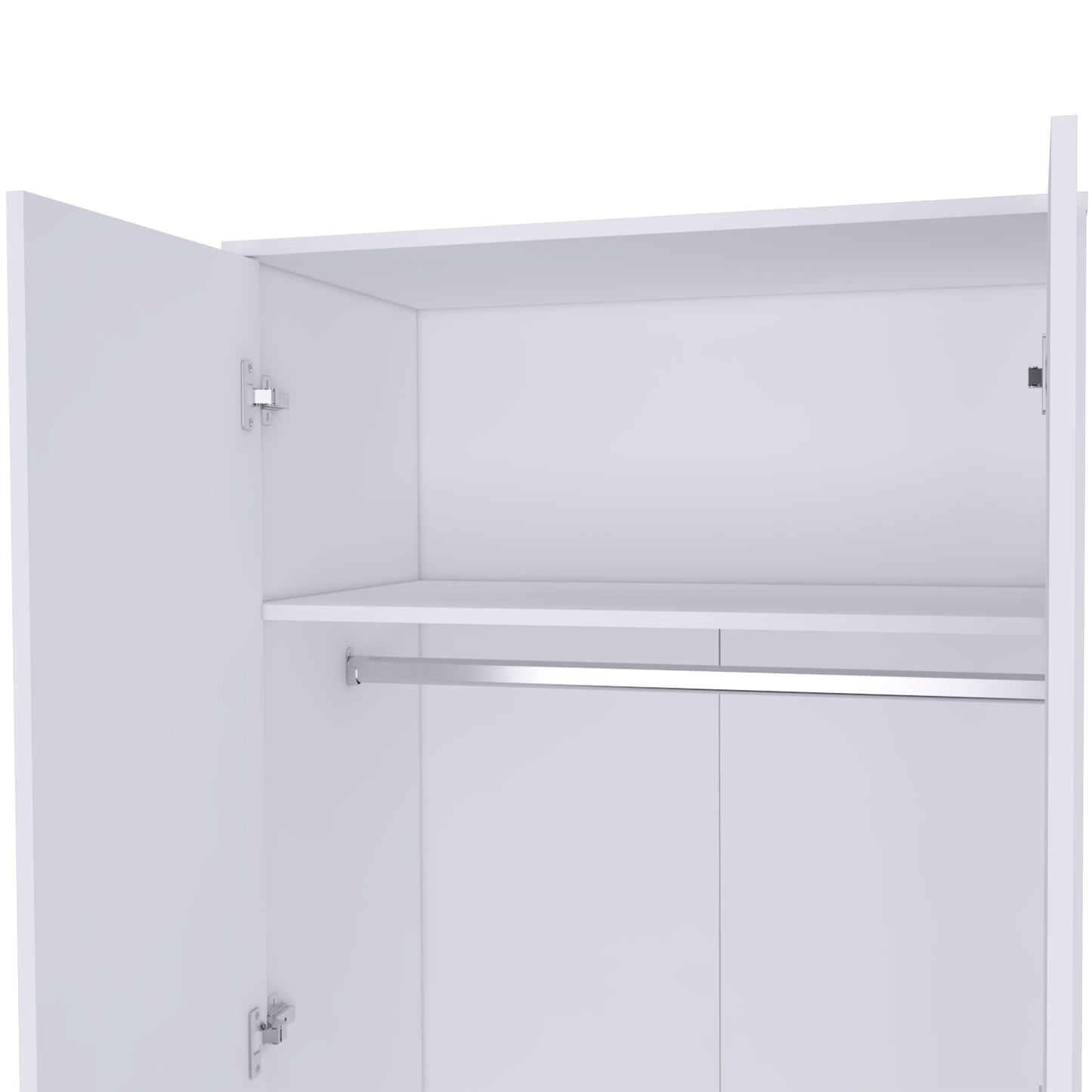 White Bedroom Dresser with Hanging Rod - 71" Tall