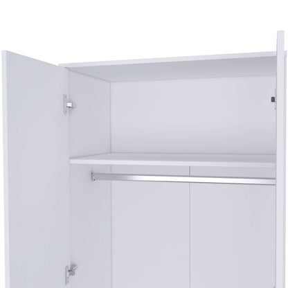 White Bedroom Dresser with Hanging Rod - 71" Tall