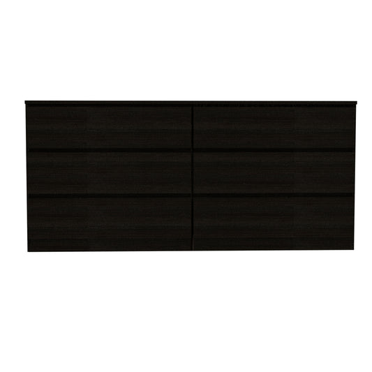 Black Six Drawer Dresser - Modern Bedroom Storage