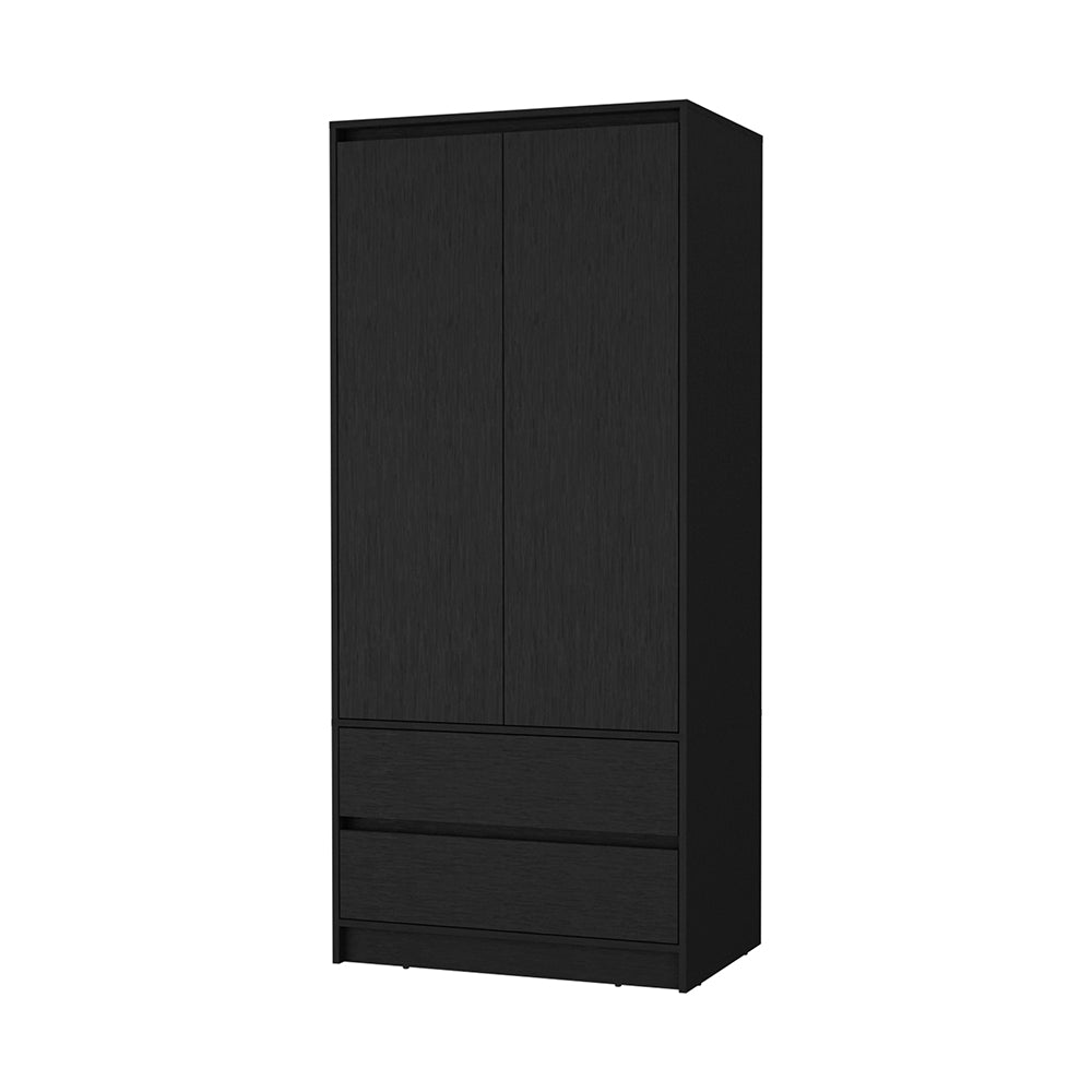 Avra 2-Door Armoire - Black Particle Board for Bedroom