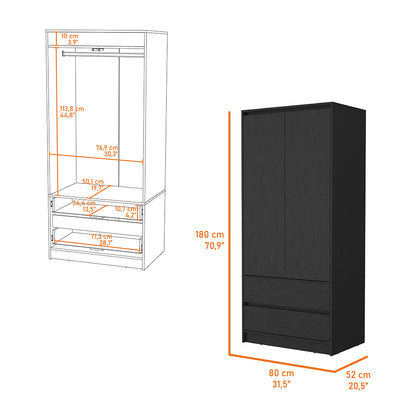 Avra 2-Door Armoire - Black Particle Board for Bedroom