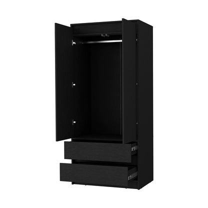 Avra 2-Door Armoire - Black Particle Board for Bedroom