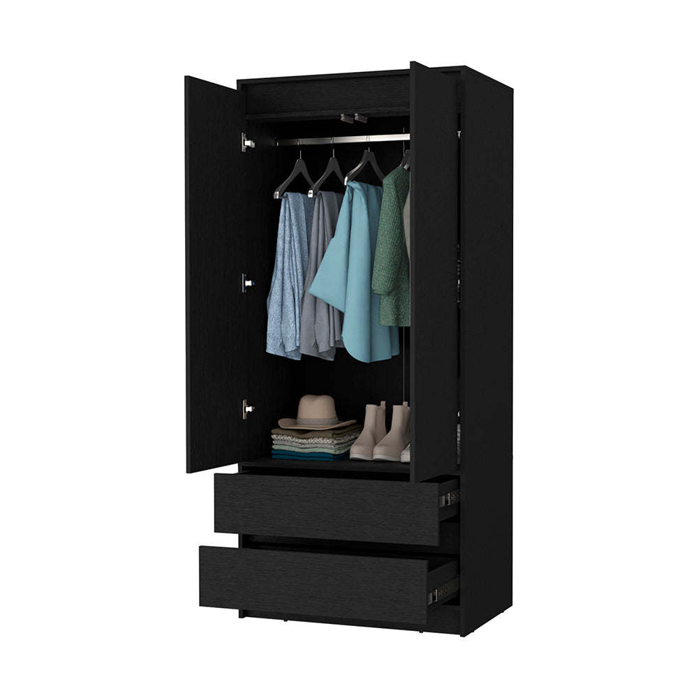 Avra 2-Door Armoire - Black Particle Board for Bedroom